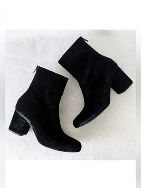 Free People Cecile Velvet Block Heel Ankle Boots